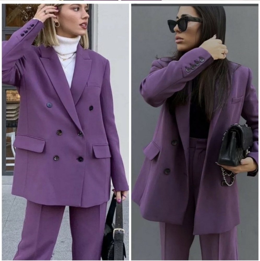 Zara Masculine Oversized Straight Cut Blazer in Purple